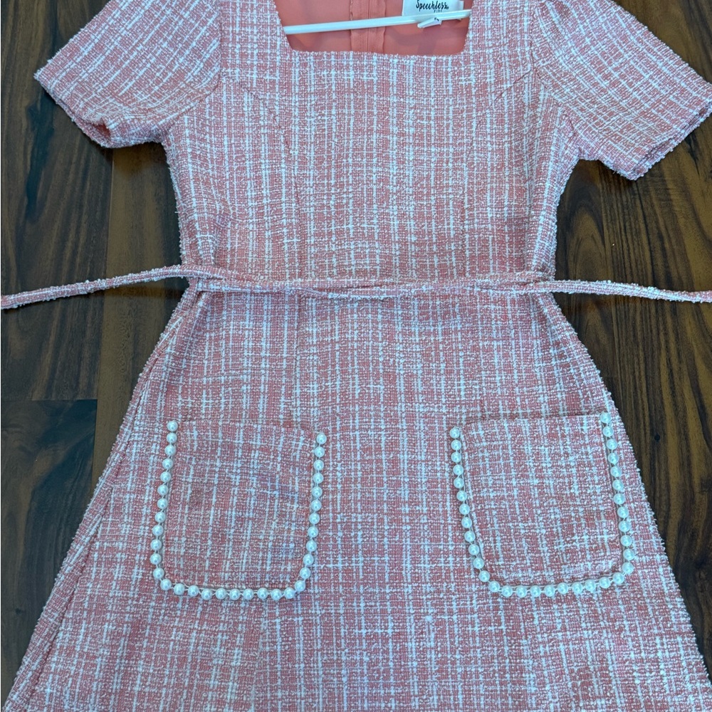 Charming Pink Tweed Kids Dress